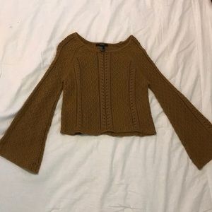 Brown Cropped Bell Sleeve Sweater